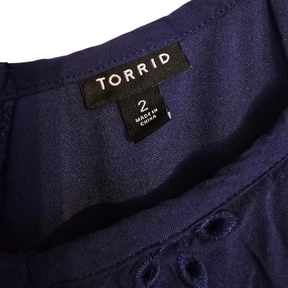 Torrid Navy Eyelet Maxi Dress - Picture 4 of 8
